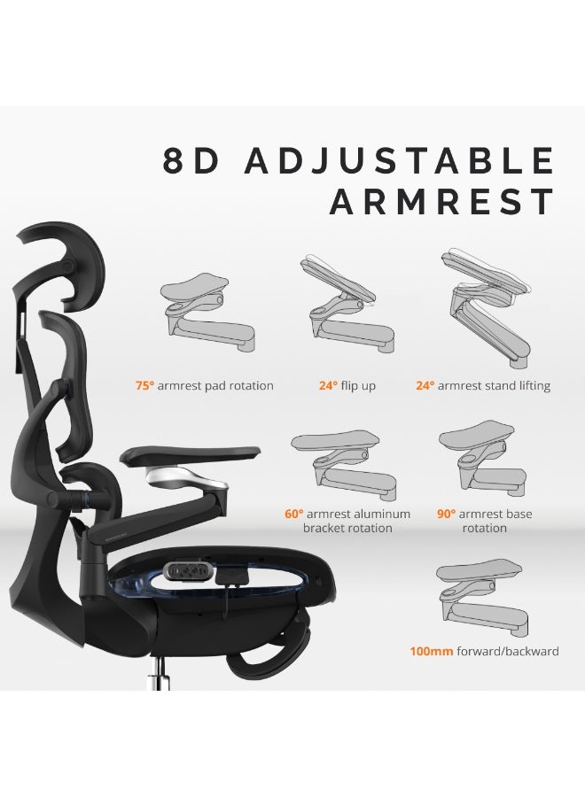 Sky Land Skyland  Electric  Office Chair- High-Back Mesh Design, 8D Armrests, Adjustable Lumbar Support & Footrest, One-Touch Zero Gravity Recline Technology - Executive Comfort for Long Work Hours - Image 2